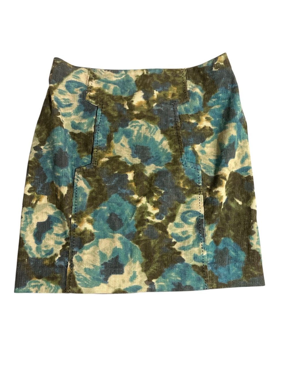 Postmark Anthropologie Corduroy Mini Skirt in Floral Watercolor Pattern size 6